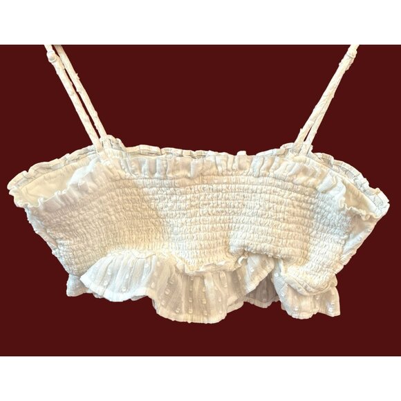 American Eagle Women's Bohemian Lace Cottagecore Cropped Tank Top Medium Ruffle - Picture 3 of 5